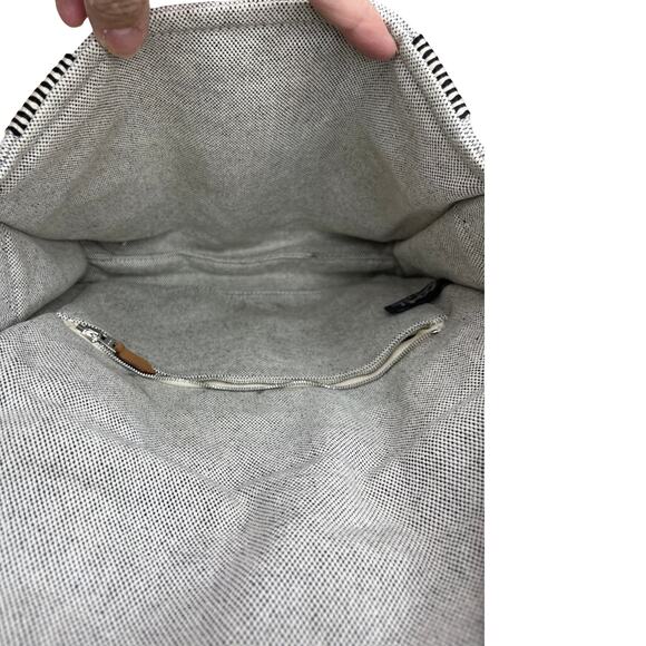 Hermès Fourre-Tout Messenger Bag Gray Cotton Canvas Black Stripe Made in France - Picture 12 of 16